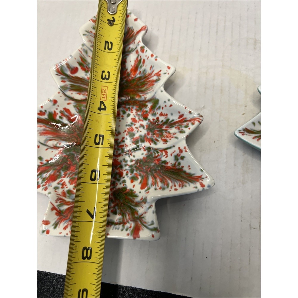 Vtg. 3 PCs Nesting Ceramic Splatter Speckle Christmas Tree Candy Trinket Dishes - Picture 6 of 8